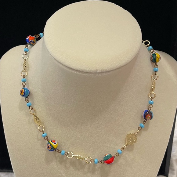 Vintage Murano Millefiori Delicate Necklace Never Worn Made in Italy 15 1/2” - Picture 7 of 9
